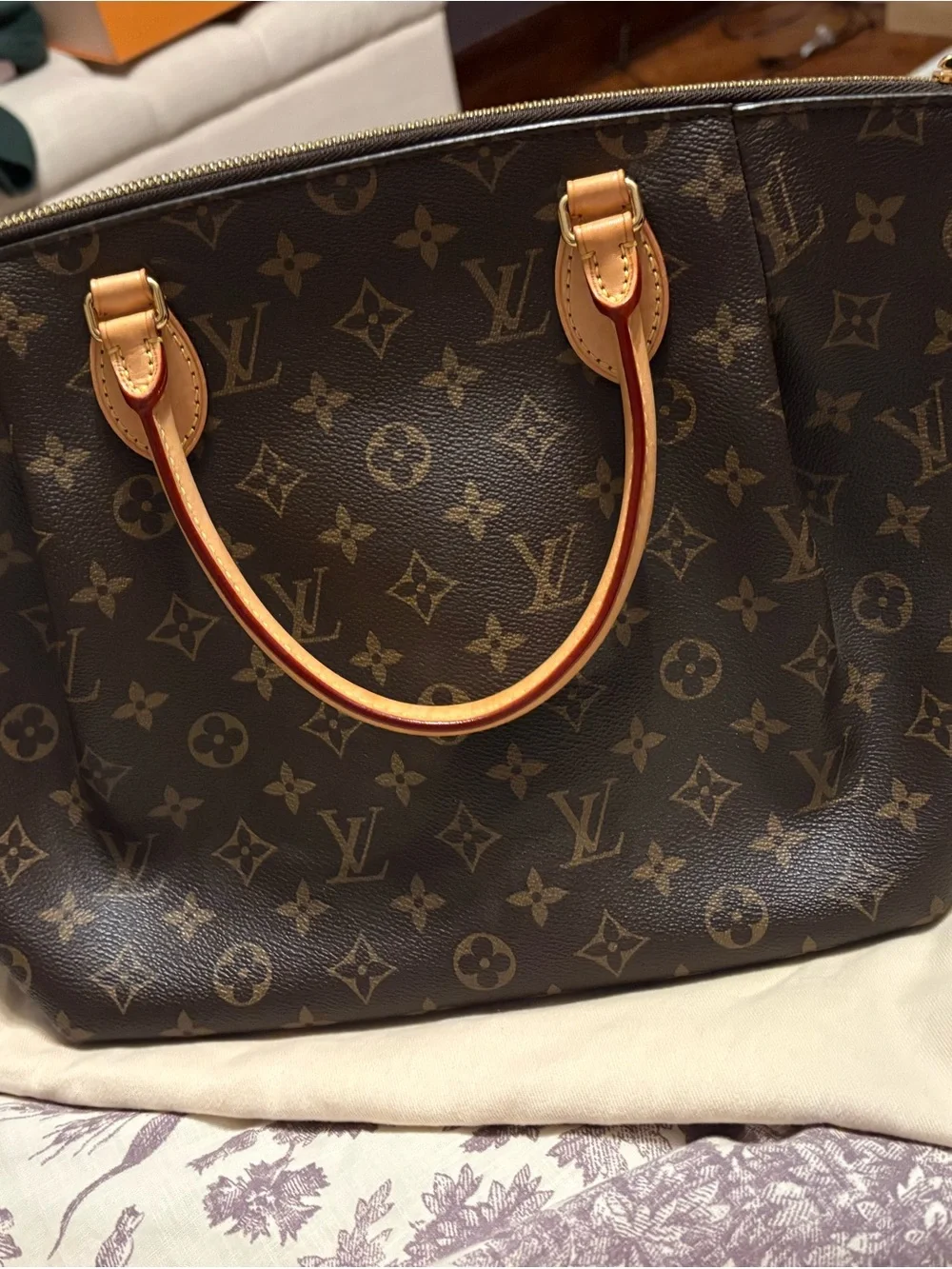 Louis Vuitton Turenne MM Monogram Canvas Shoulder Bag with Tan Leather Trim